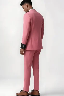 2 Peça Single Breasted Peak Lapel Rosa Ternos Masculinos