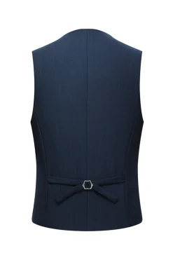 3 Peça Single Breasted Slim Fit Peak Lapel Fatos Masculinos da Marinha