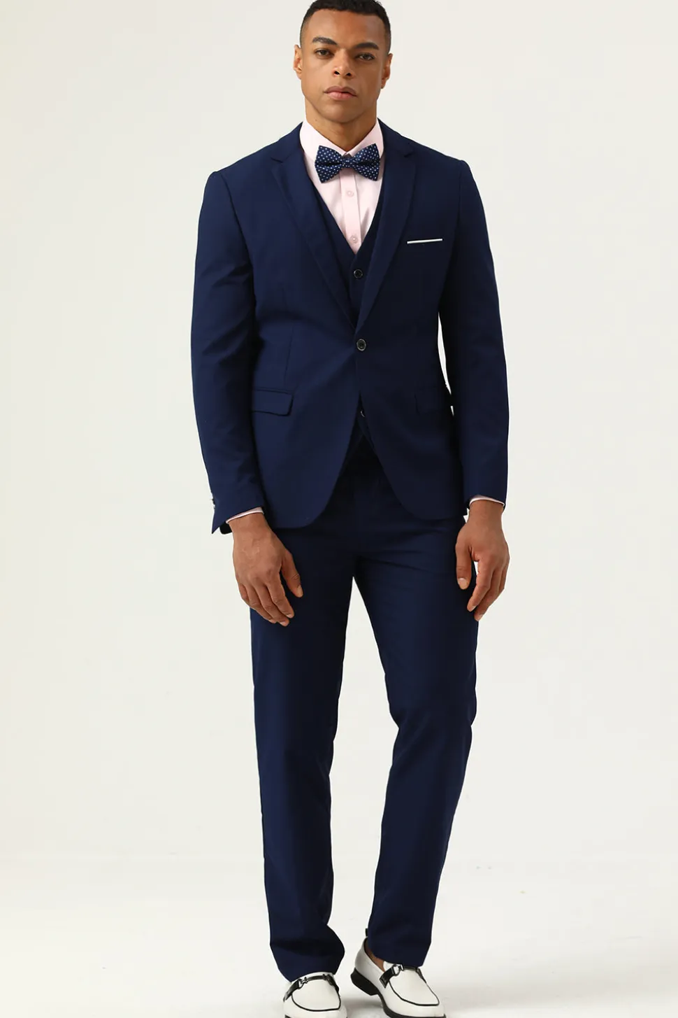 3 Peças Azul Marinha Slim Fit Terno Casual