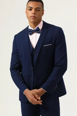 3 Peças Azul Marinha Slim Fit Terno Casual