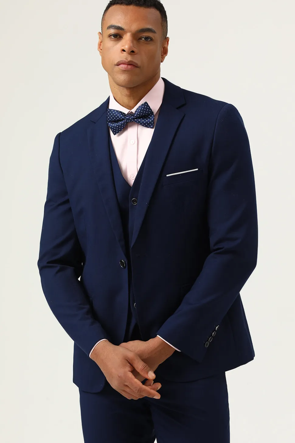 3 Peças Azul Marinha Slim Fit Terno Casual