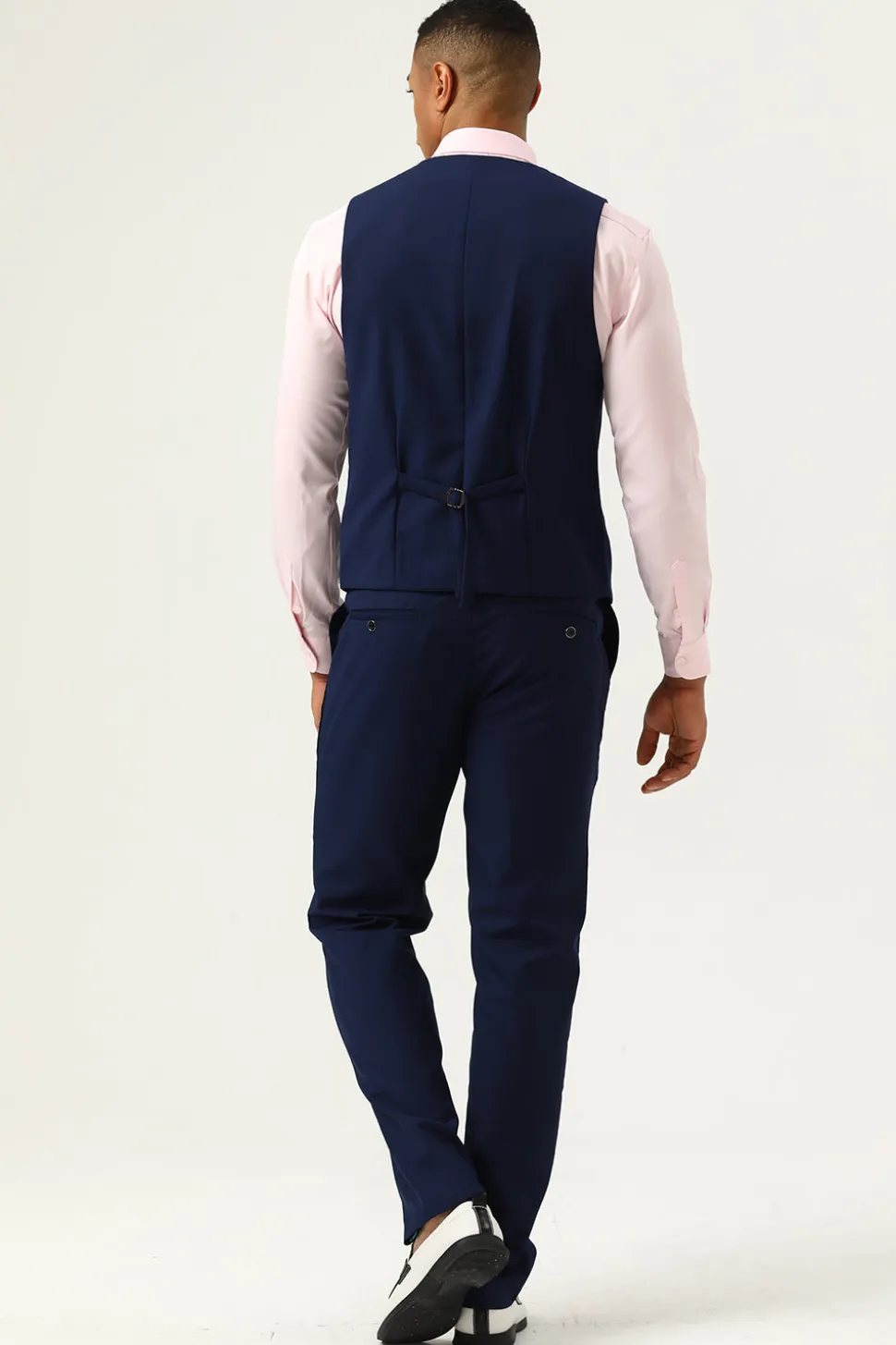 3 Peças Azul Marinha Slim Fit Terno Casual