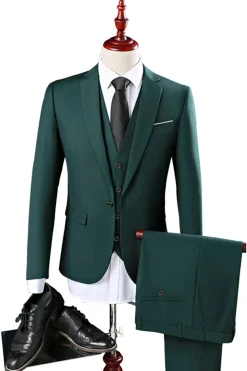 3 Peças Azul Marinha Slim Fit Terno Casual
