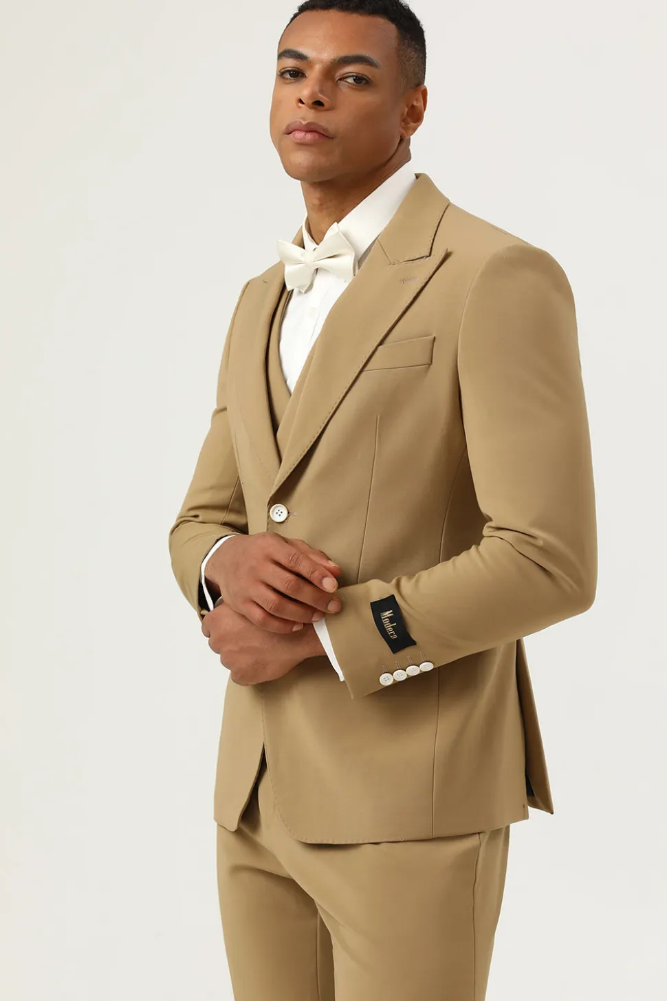3 Peças Castanho Terno Masculino