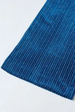 2 peças de tinta azul veludo listrado mulheres ternos de baile