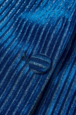 2 peças de tinta azul veludo listrado mulheres ternos de baile