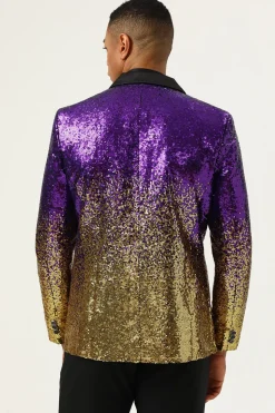 2 Peças Lantejoulas Roxo Fato Homem