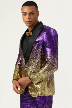 2 Peças Lantejoulas Roxo Fato Homem