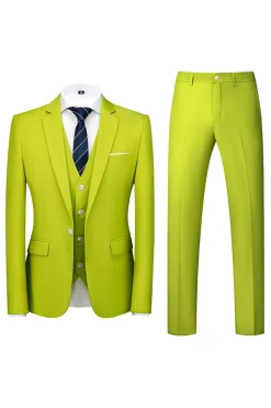 3 Peças Notched Lapela Verde Homens Prom Suits