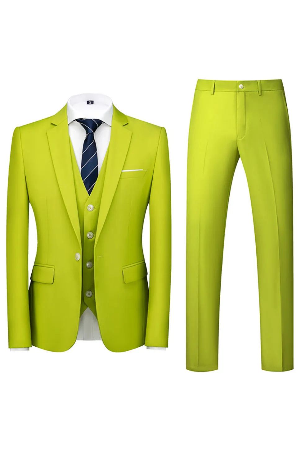 3 Peças Notched Lapela Verde Homens Prom Suits