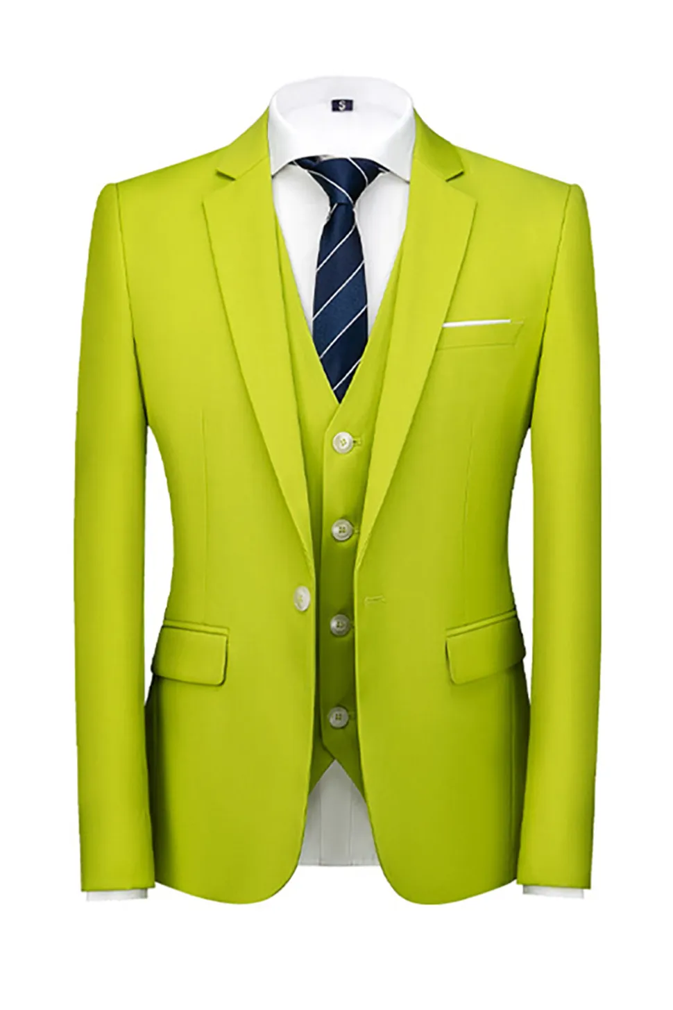 3 Peças Notched Lapela Verde Homens Prom Suits