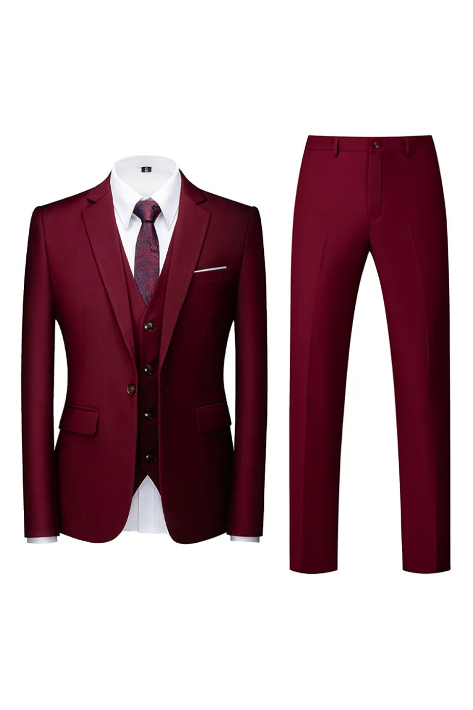 3 Peças Notched Lapela Verde Homens Prom Suits