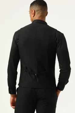 3 Peças Preto Vermelho Lapela Shawl Fatos Masculino