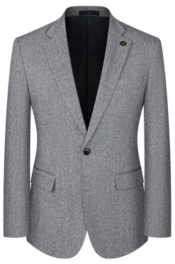 3 Peças Slim Fit Notched Lapela Homens Ternos Cinzentos