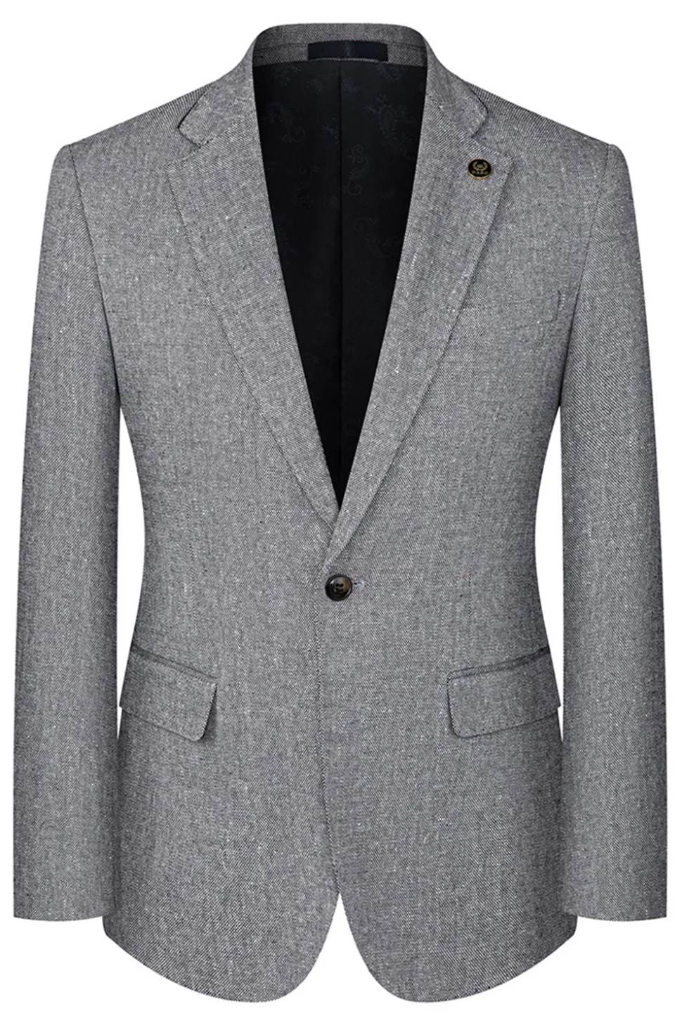 3 Peças Slim Fit Notched Lapela Homens Ternos Cinzentos