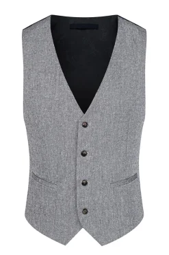 3 Peças Slim Fit Notched Lapela Homens Ternos Cinzentos