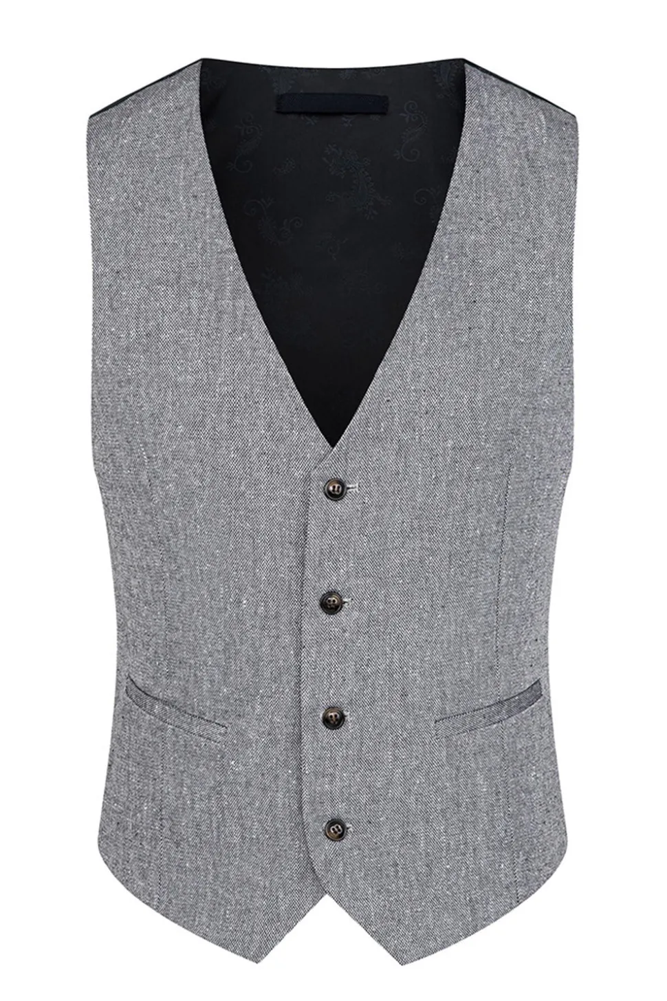 3 Peças Slim Fit Notched Lapela Homens Ternos Cinzentos
