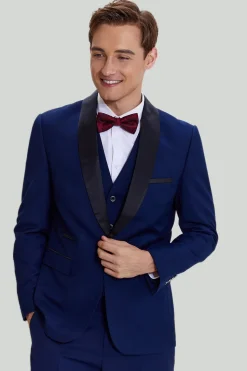 3 Peças Um Botão Fato Para Homem Azul Marinho