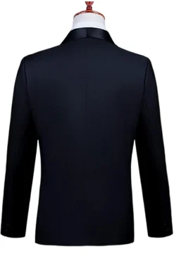 2 Piece Pico Lapela Um Botão Terno Masculino Preto com Missangas
