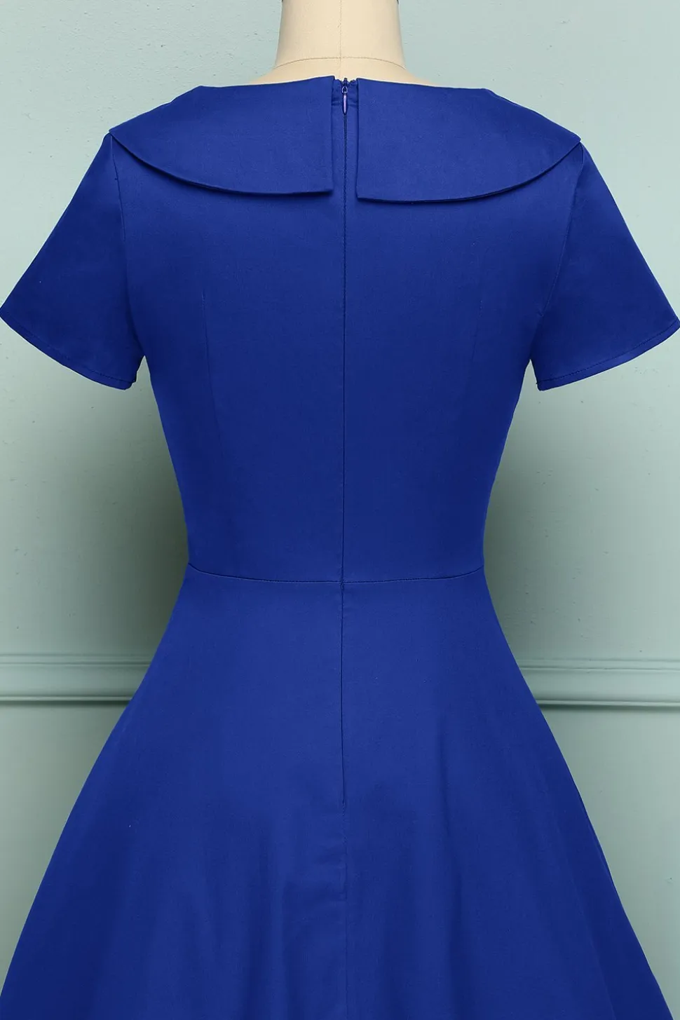 1950 Vestido de botão azul