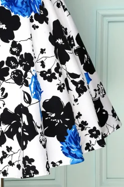 1950 Vestido Floral com decote em V