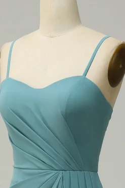 A Line Alças Espaguete Blush Vestido de Dama de Honor