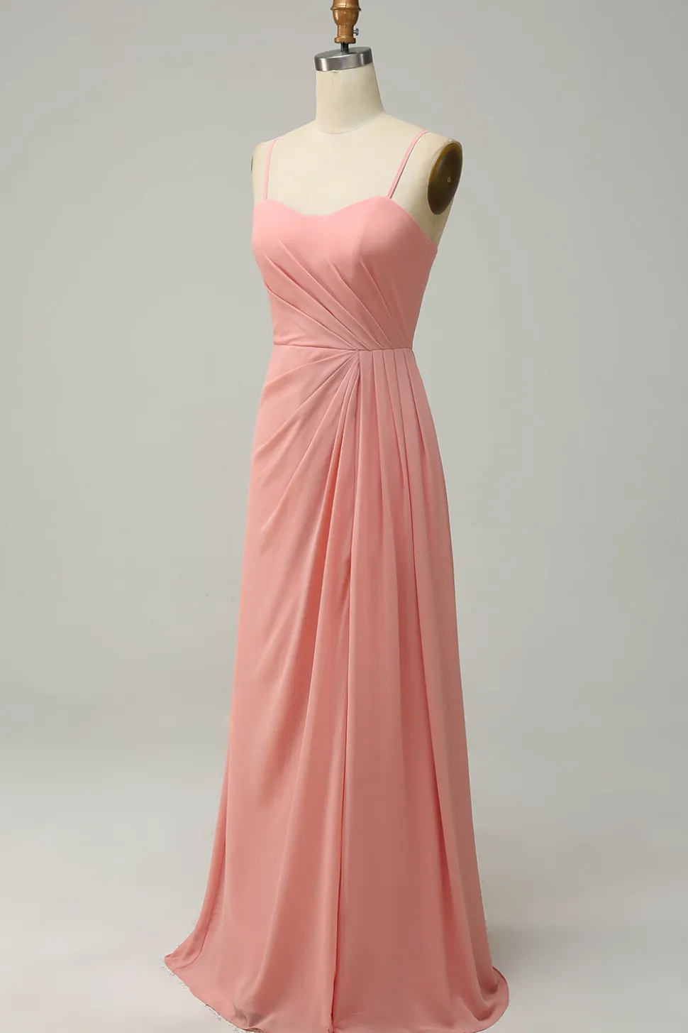 A Line Alças Espaguete Blush Vestido de Dama de Honor