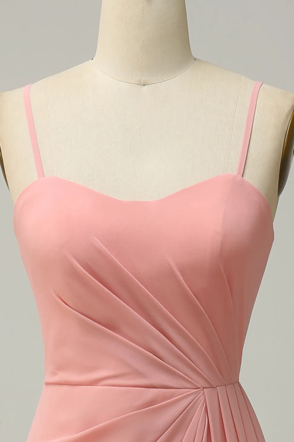A Line Alças Espaguete Blush Vestido de Dama de Honor