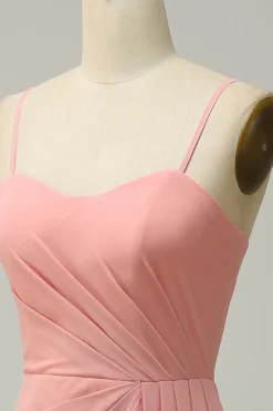 A Line Alças Espaguete Blush Vestido de Dama de Honor