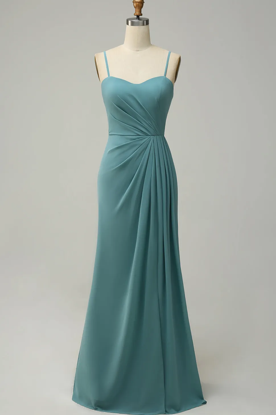 A Line Alças Espaguete Blush Vestido de Dama de Honor