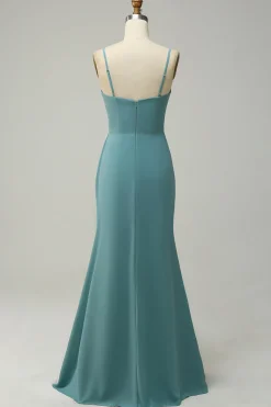 A Line Alças Espaguete Blush Vestido de Dama de Honor