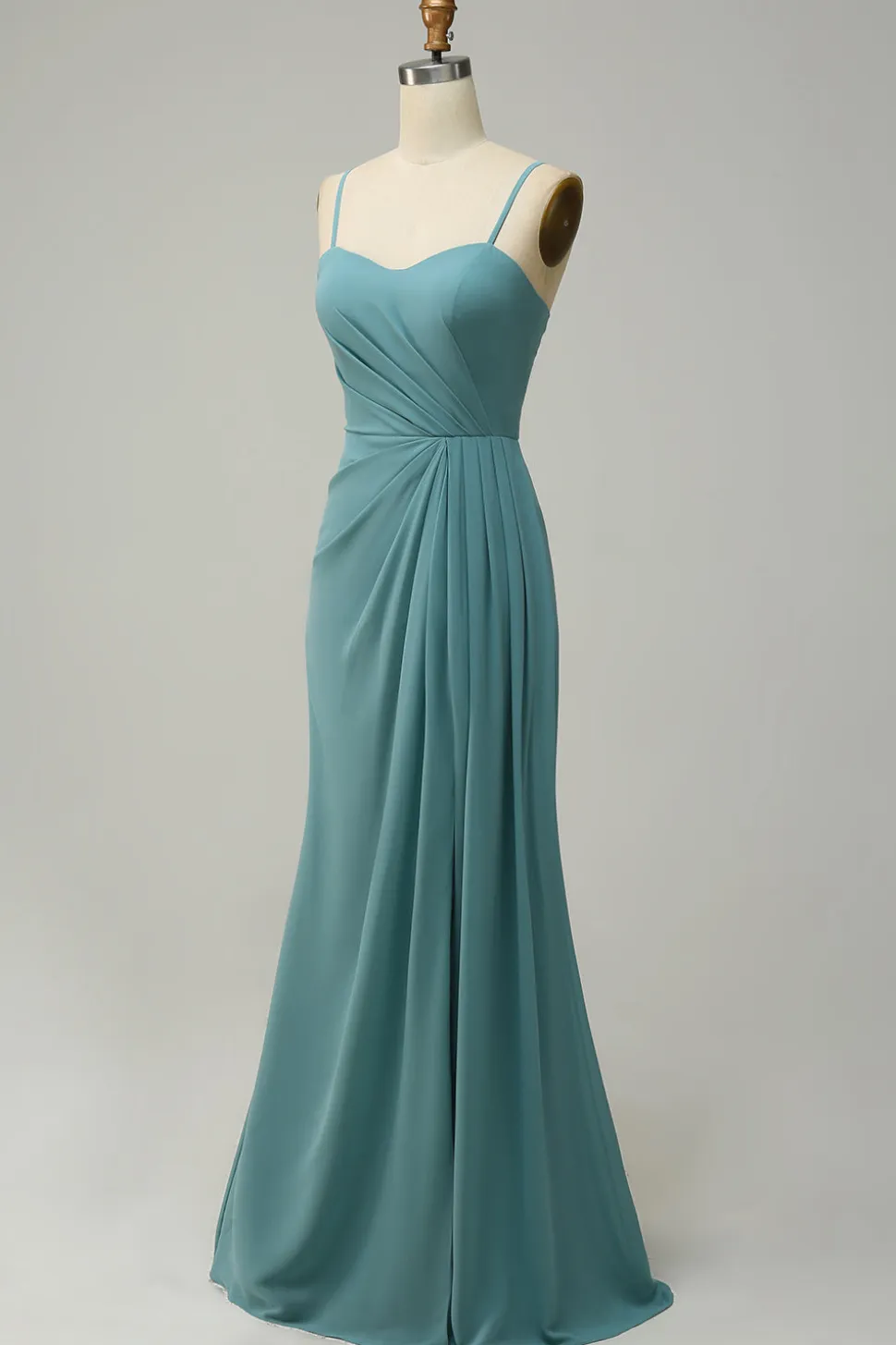A Line Alças Espaguete Blush Vestido de Dama de Honor