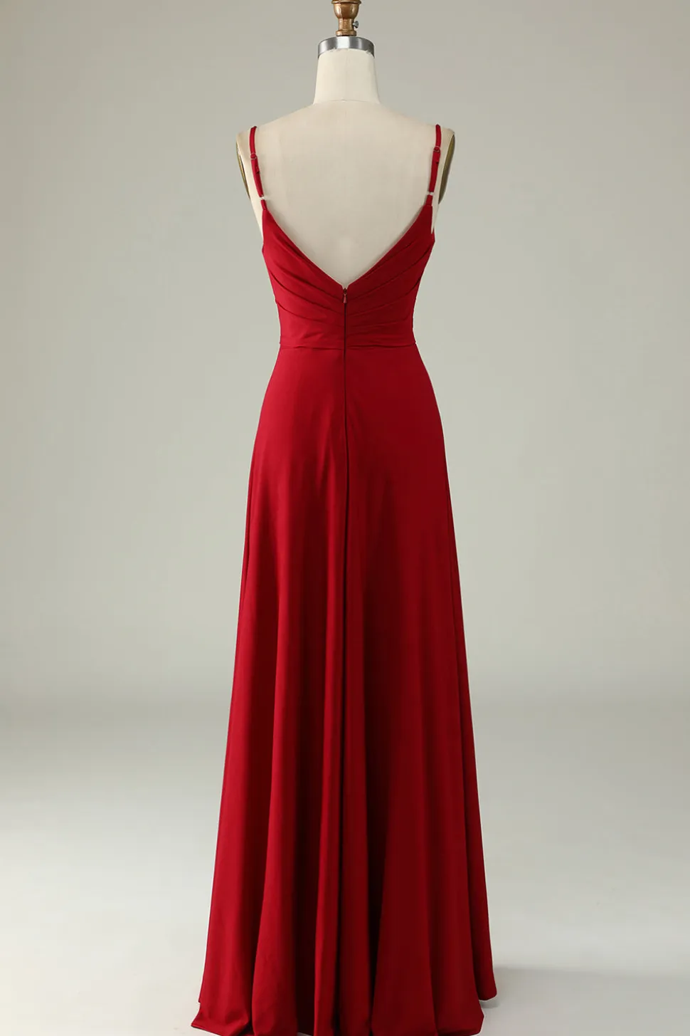 A Line Alças Espaguete Borgonha Vestido Dama de Honra