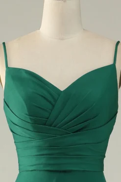 A Line Alças Espaguete Borgonha Vestido Dama de Honra