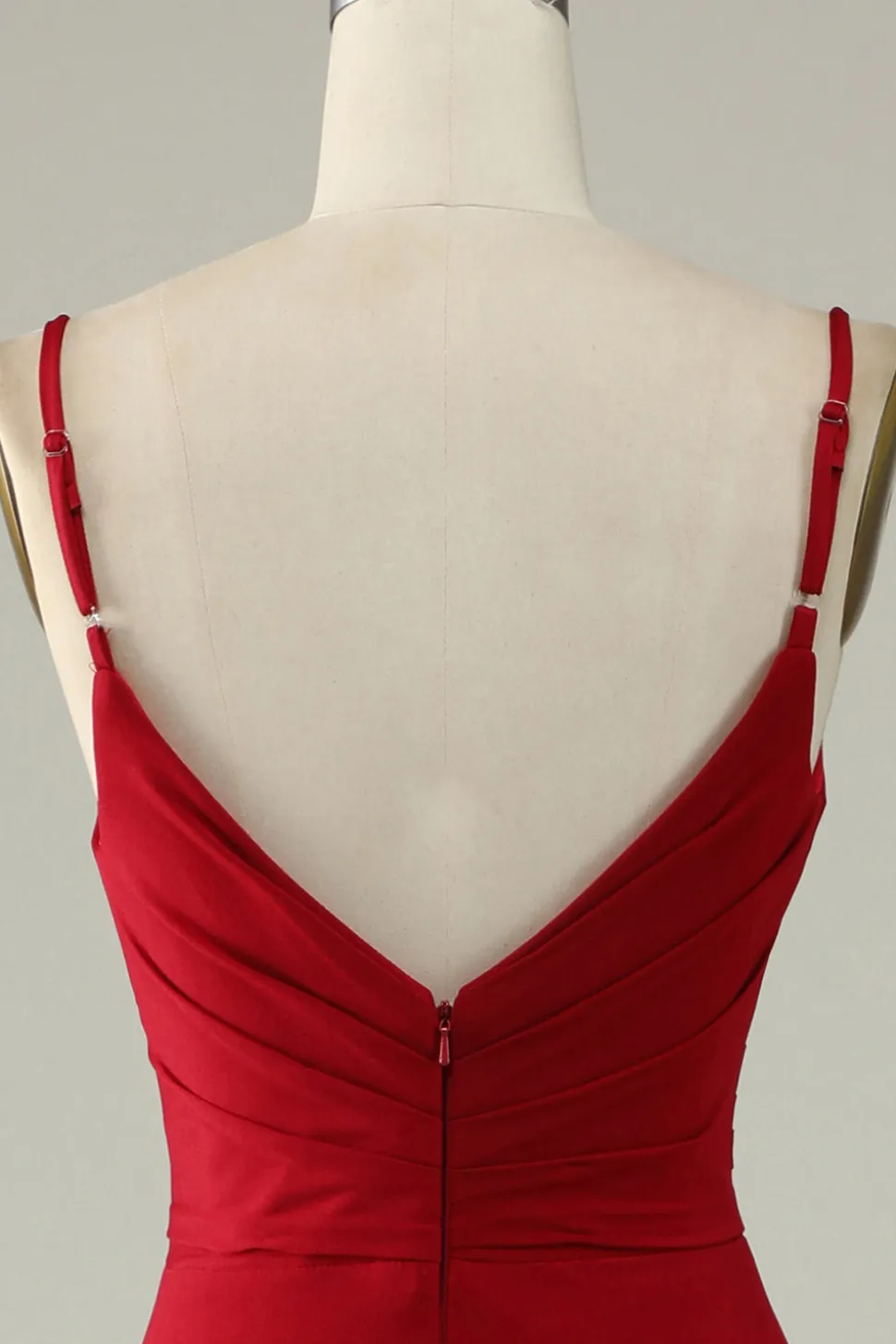 A Line Alças Espaguete Borgonha Vestido Dama de Honra