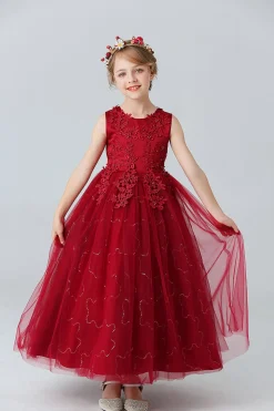 A Line Branco Vestido de Meninas Com Apliques