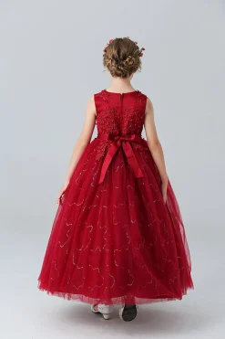 A Line Branco Vestido de Meninas Com Apliques