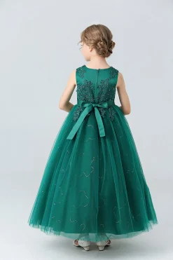 A Line Branco Vestido de Meninas Com Apliques