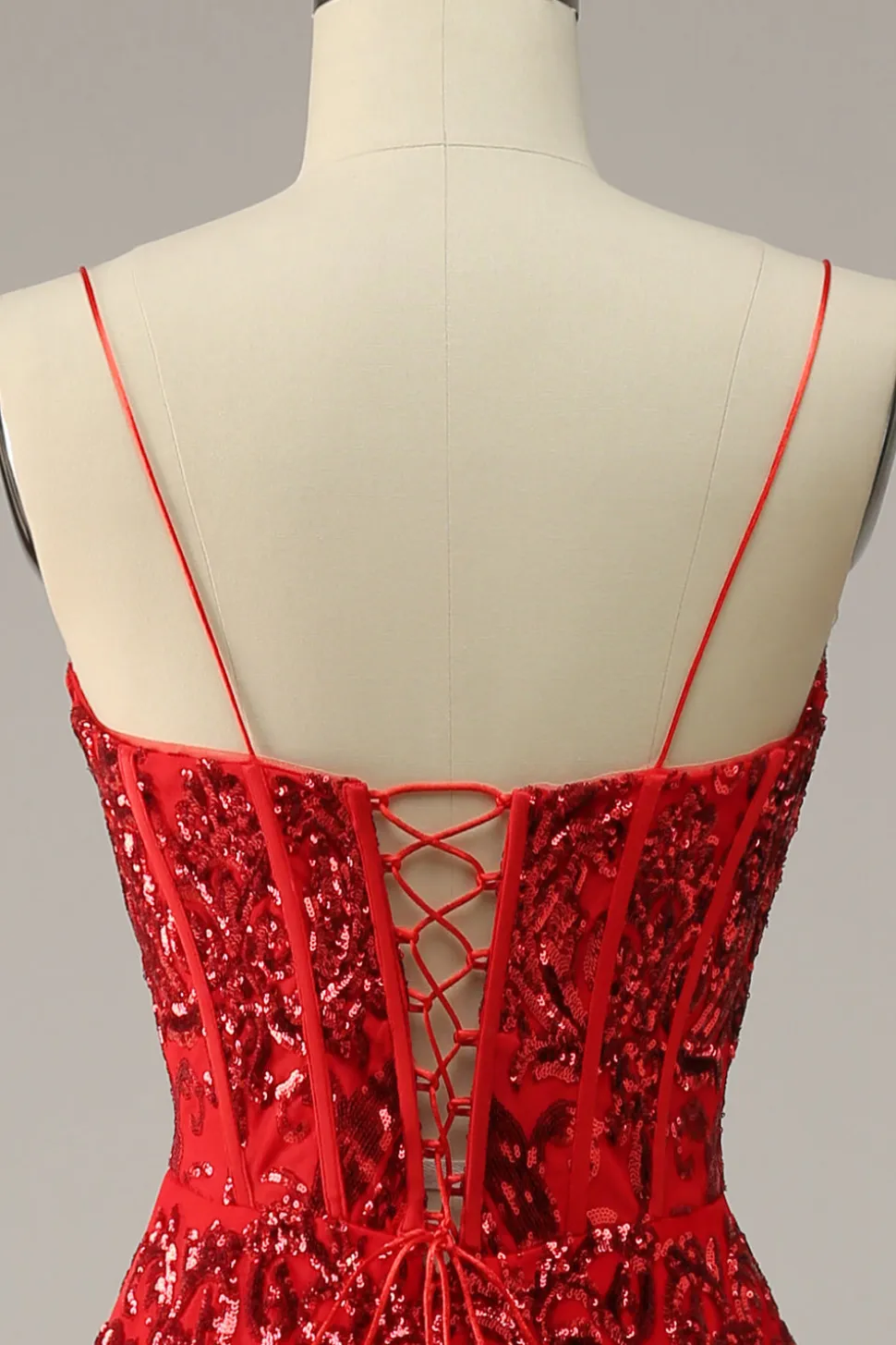 A Line Cintas de Espaguete Borgonha Vestido de Noite