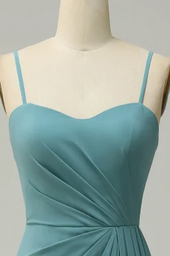 A Line Cintas de Espaguete Rosa Vestido de Dama de Honra