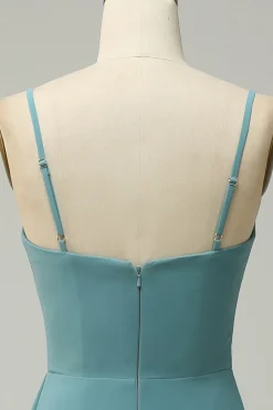 A Line Cintas de Espaguete Rosa Vestido de Dama de Honra