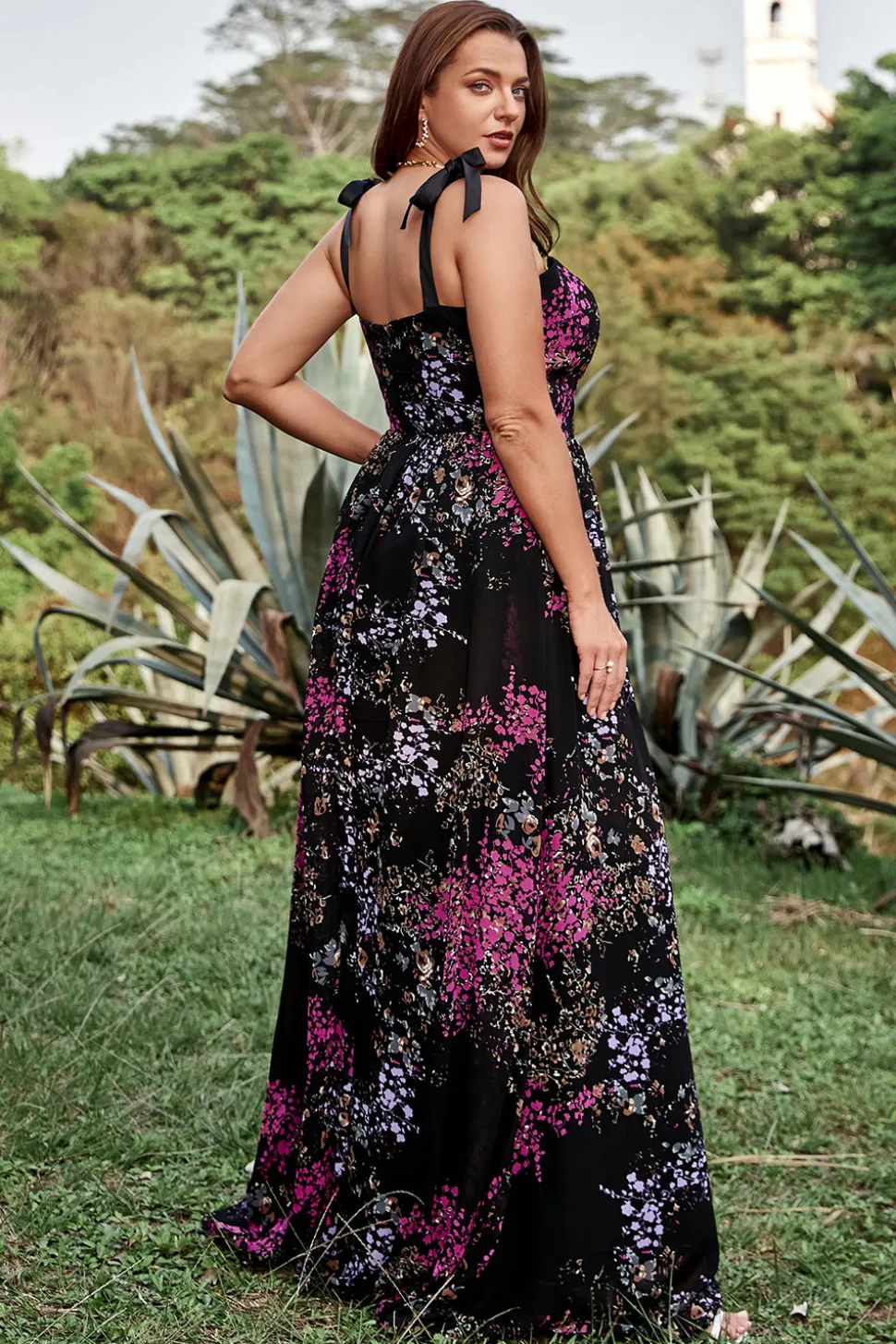 A Line Cintas de Espaguete Preto Vestidos de Noite