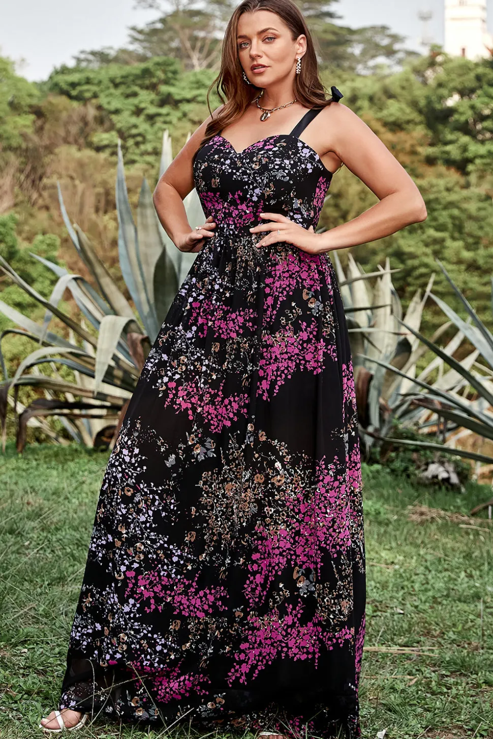 A Line Cintas de Espaguete Preto Vestidos de Noite