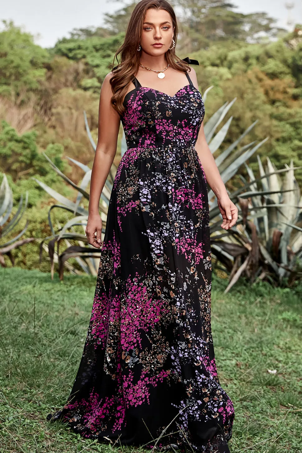 A Line Cintas de Espaguete Preto Vestidos de Noite