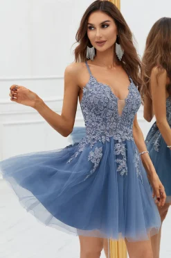 A Line Cintas de Espaguete Rosa Vestido de Cocktail