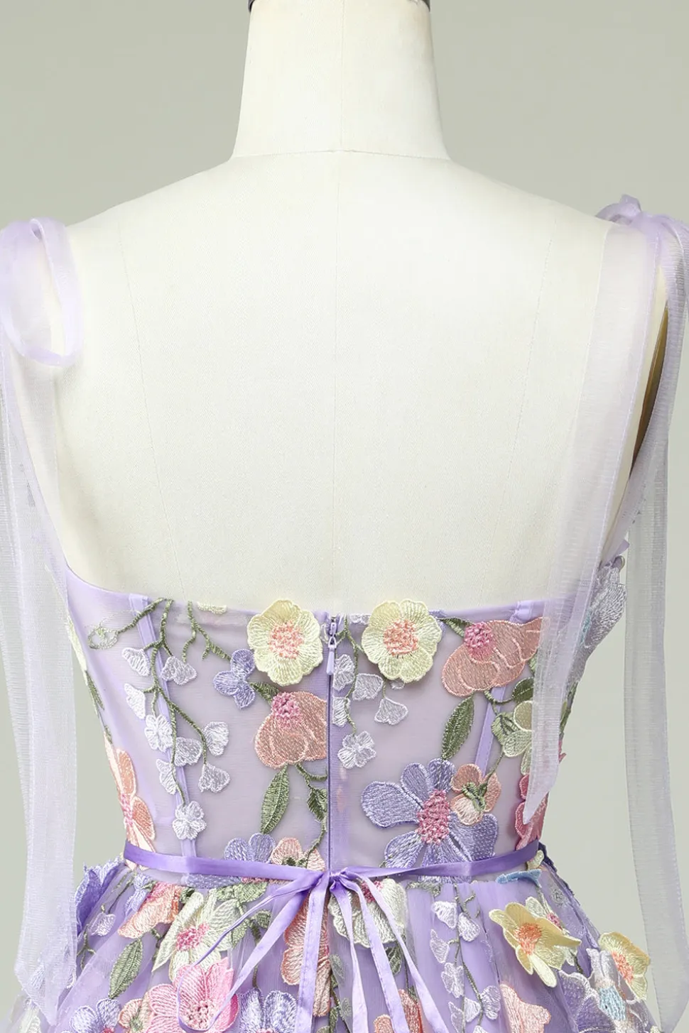 A Line Cintas de Espaguete Roxo Vestido de Cocktail Com Flores 3D