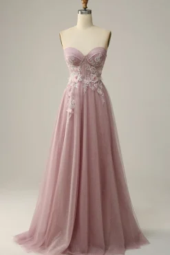 A Line Cinza Roxo Vestido de Festa Com Apliques
