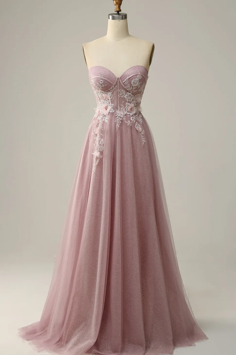 A Line Cinza Roxo Vestido de Festa Com Apliques