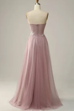 A Line Cinza Roxo Vestido de Festa Com Apliques