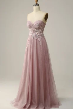 A Line Cinza Roxo Vestido de Festa Com Apliques